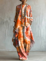 Elegant Artistic Tie-dye Gradient Print Two-piece Set