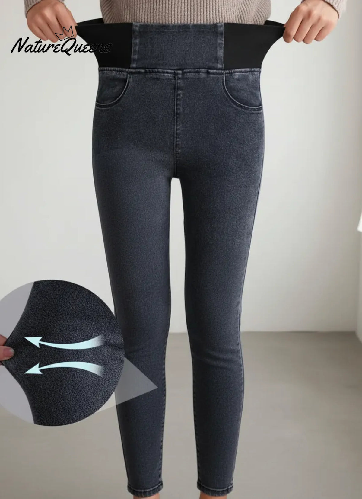 Basic Stretch Fleece-lined High-waisted Jeans