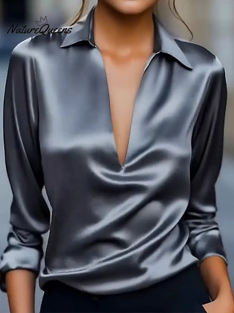 Women's Christmas Gorgeous Satin V-neck Top