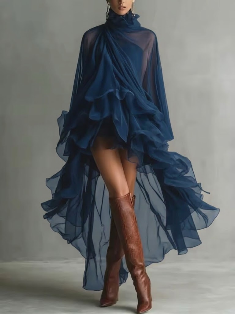 Stylish And Elegant Ruffled Chiffon Dress