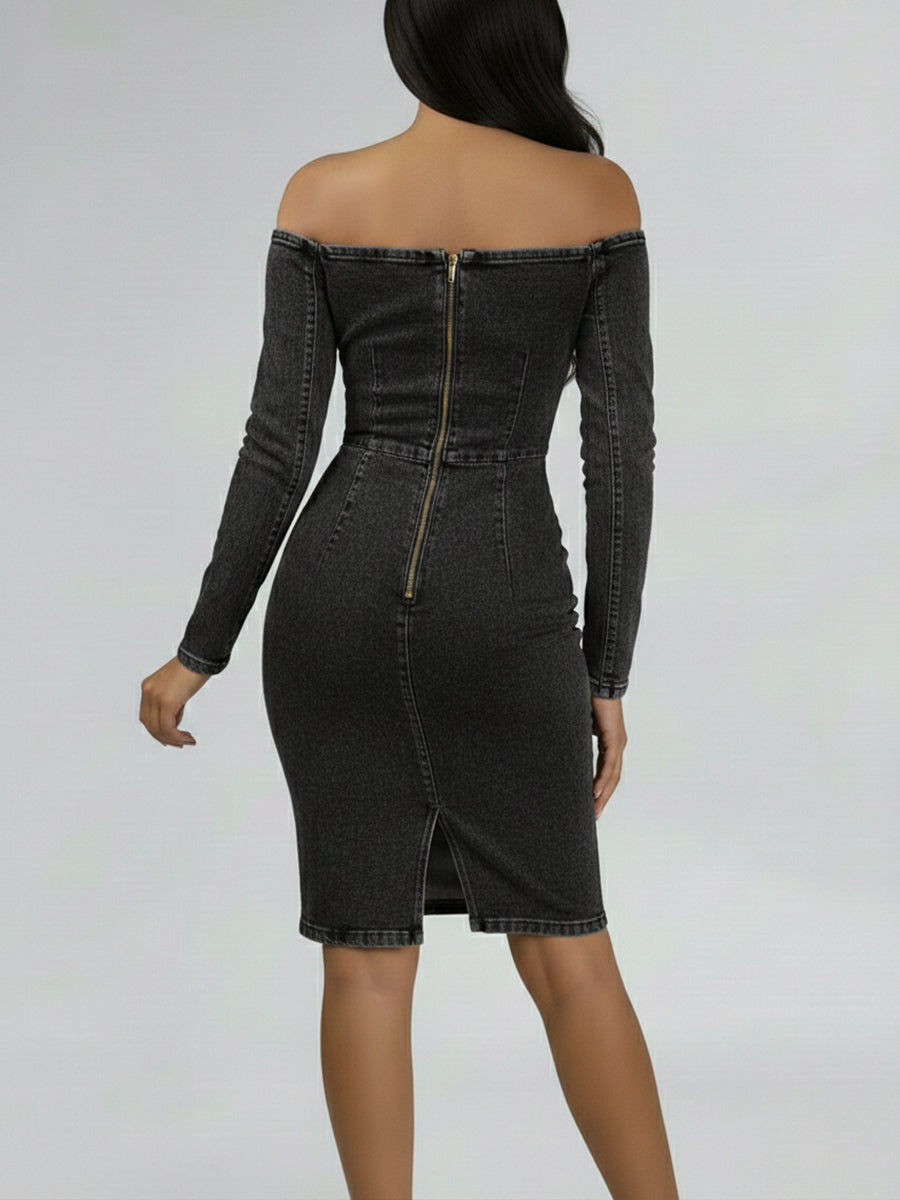 Casual Off-the-shoulder Denim Dress