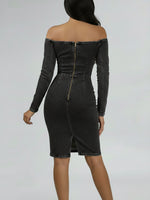 Casual Off-the-shoulder Denim Dress