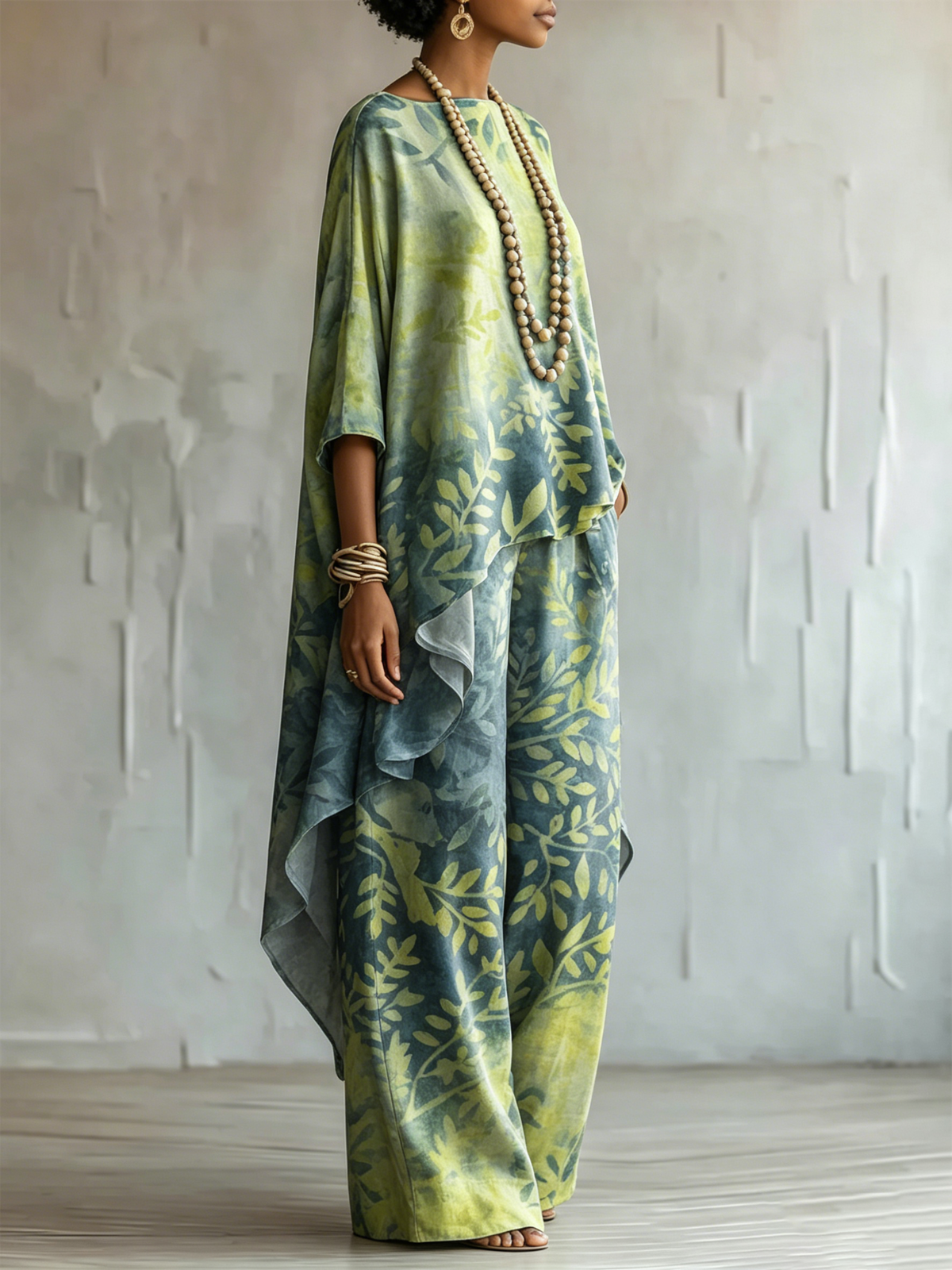 Elegant Artistic Gradient Botanical Print Two-piece Set