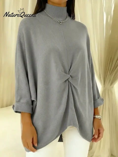 Women's Cozy Loose Asymmetrical Hem Pullover Sweater