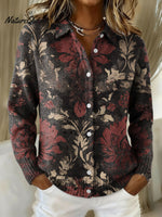 Women's Vintage Flower Geometric Abstract Pattern Art Print Cowl Neck Sweater