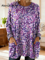 Women's Retro Floral Flower Ethnic Art Print Casual Cotton Knitted Sweater