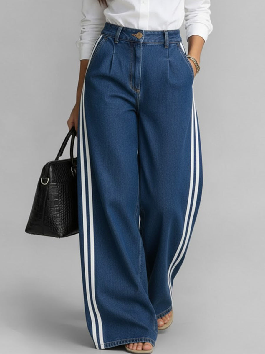 Women's High-waisted Loose-fitting Wide-leg Denim Jeans