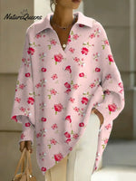 Women's Floral Art Print Casual Knit Sweater