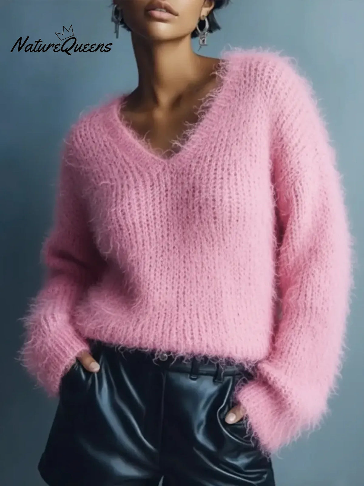 Women's Cozy Plush V-Neck Sweater