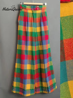 Women's Retro Plaid Cotton Wide-leg Pants