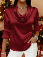 Women's Christmas Elegant Cowl neckSatin Top