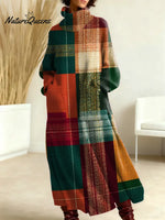 Women's Plaid Pattern Art Print Casual Cotton Knitted Dress