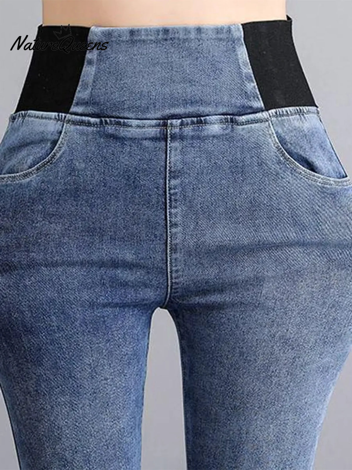 Basic Stretch Fleece-lined High-waisted Jeans
