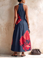 Holiday Party Floral-print Cotton Midi Dress