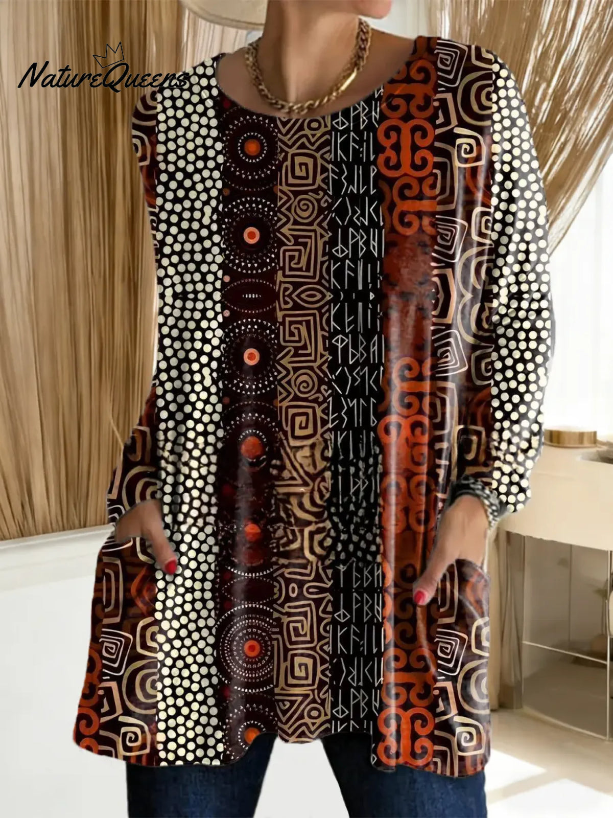 Women's Abstract Pattern Art Print Casual Cotton T-shirt