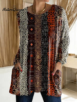 Women's Abstract Pattern Art Print Casual Cotton T-shirt