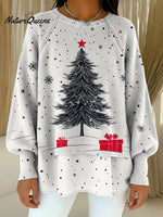 Women's Christmas Tree Pattern Art Print Casual Knitted Sweater