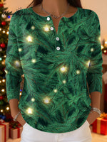 Women's Christmas Pattern Art Print Buttoned Cardigan Sweater