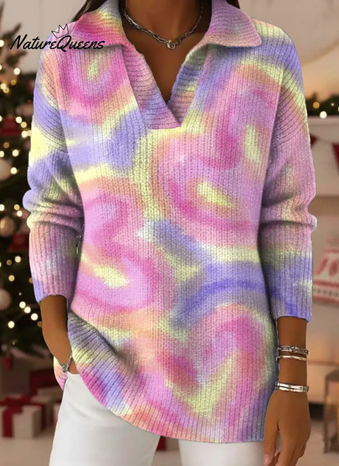 Women's Love Pattern Art Print Casual Cotton Sweater