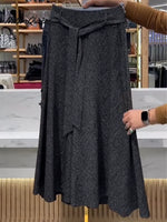 Women's Cozy Patterned Wide-leg Trousers With Tie Waist