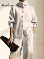 Women's Gradient Art Print Casual Cotton Knitted Suits