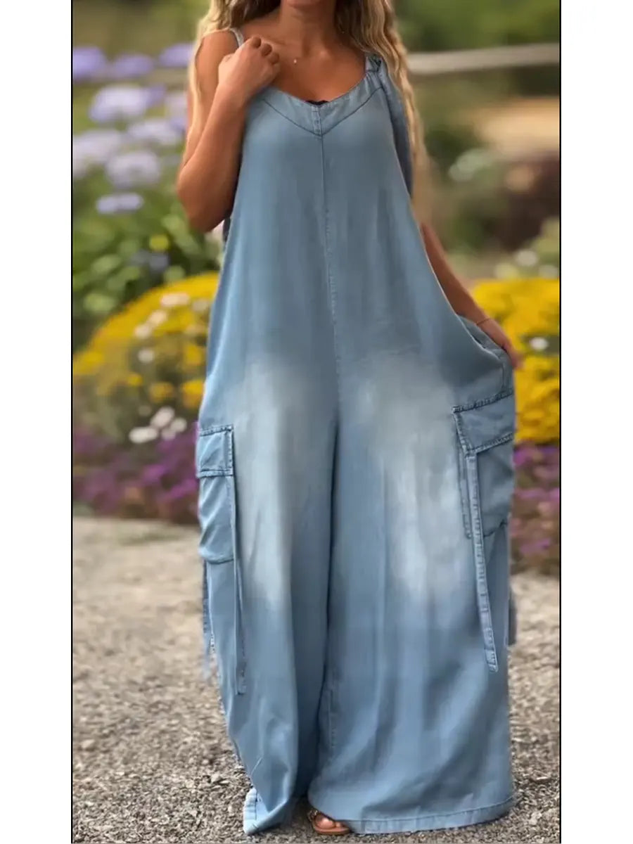 Women's Cozy And Casual Linen And Cotton Jumpsuit