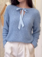 Women's Sparkling Tie-front Pullover Sweater