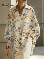 Women's Floral Art Print Casual Knit Sweater