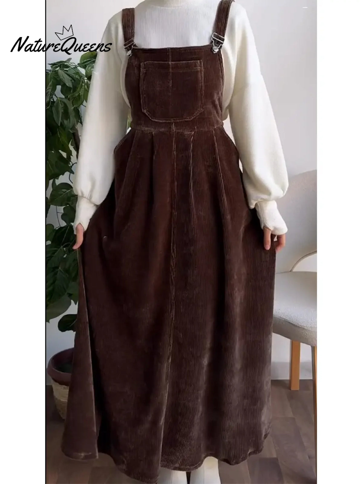 Women's Casual Corduroy Cotton Overall Dress