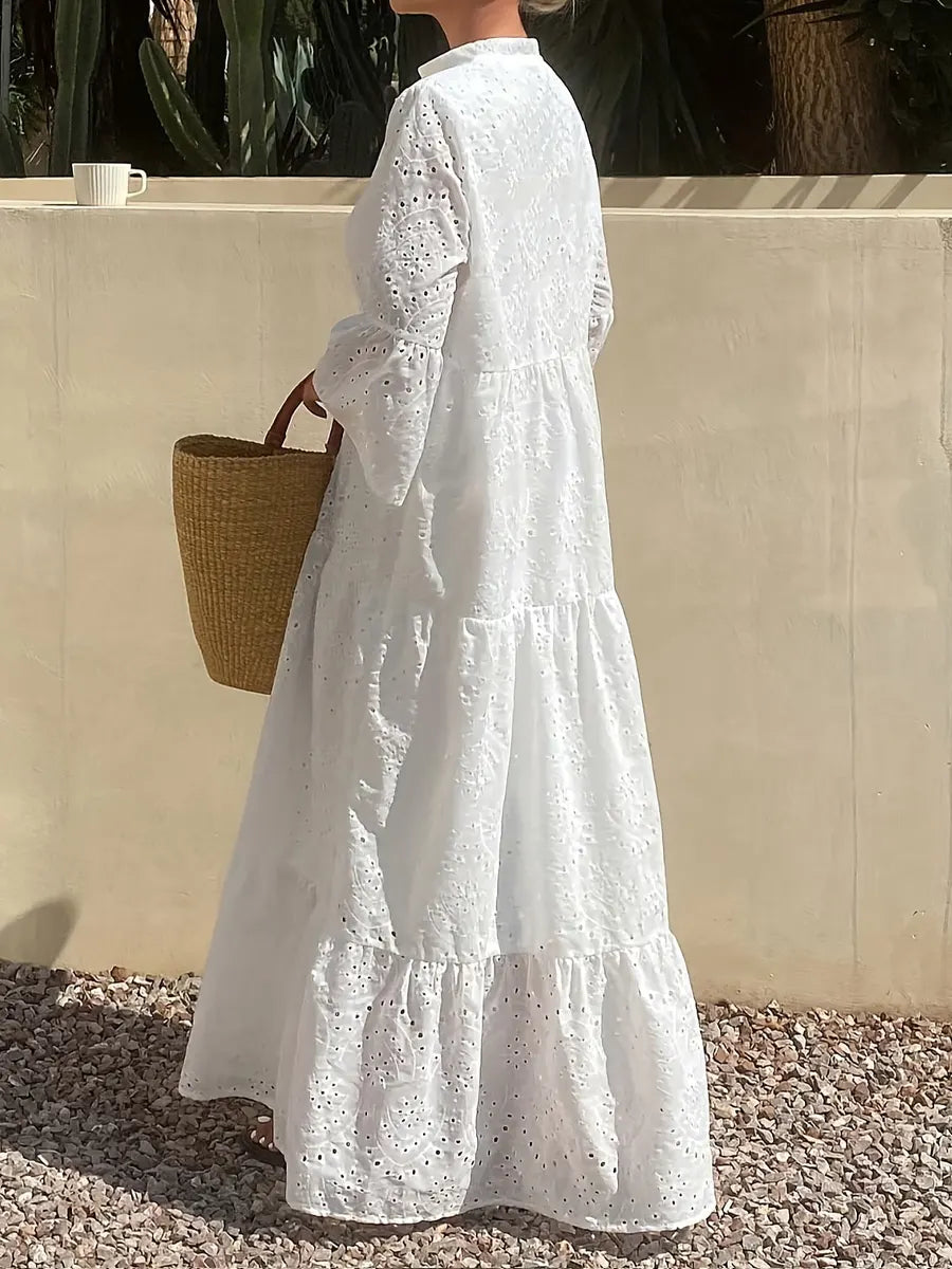 Women's Vacation Style Simple Hollow Pattern Shirt