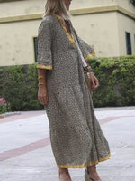 Women's Retro Pattern Art Print Casual Cotton Dress