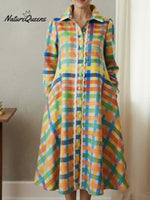 Colorful Color Block Art Print A-line Dress