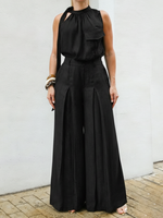 Elegant Halter Top And Wide-leg Pants Two-piece Set