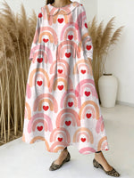 Women's Valentine's Day Love Art Print Casual Denim Dress