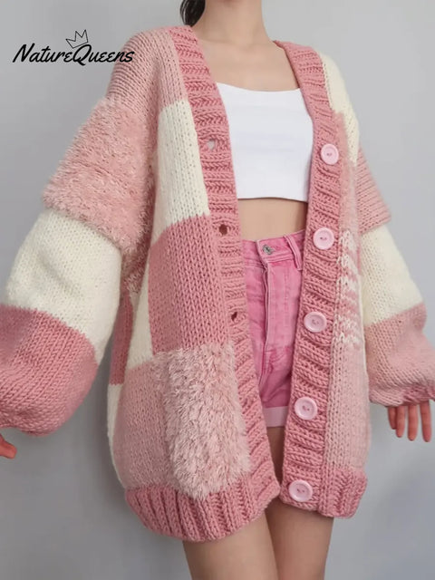 Women's Cozy Loose Plaid Cardigan