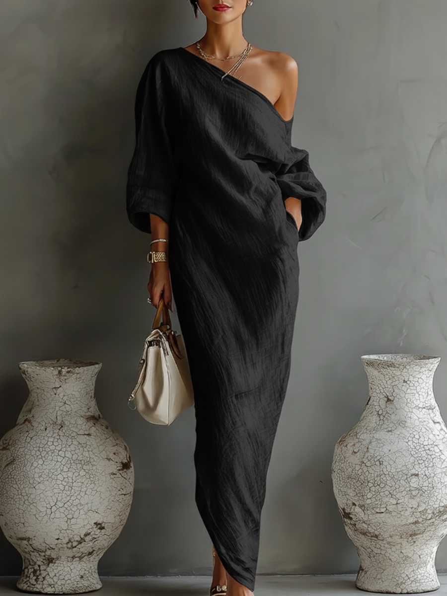Elegant Irregular Off-the-shoulder Maxi Dress