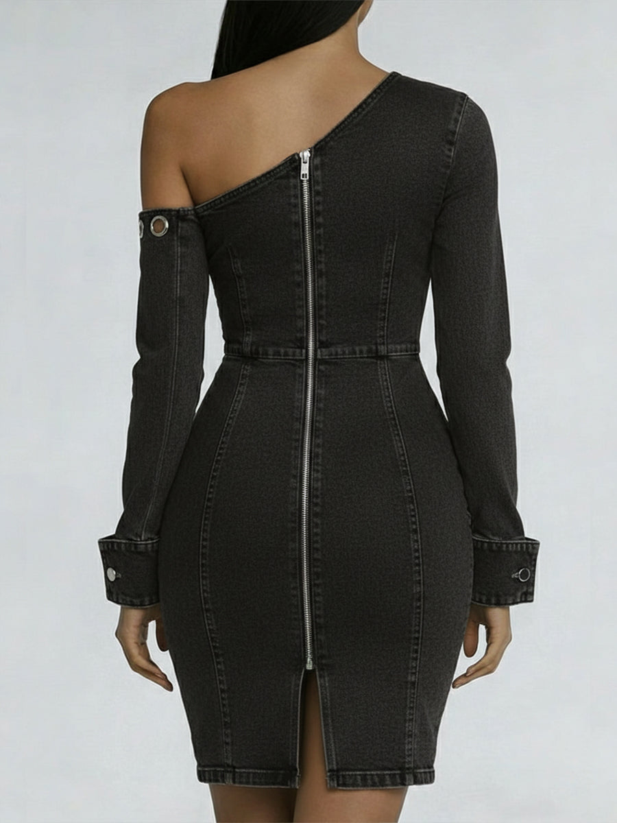 Casual Off-the-shoulder Denim Dress