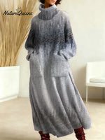 Women's Vintage Gradient Art Print Casual Cotton Knitted Dress