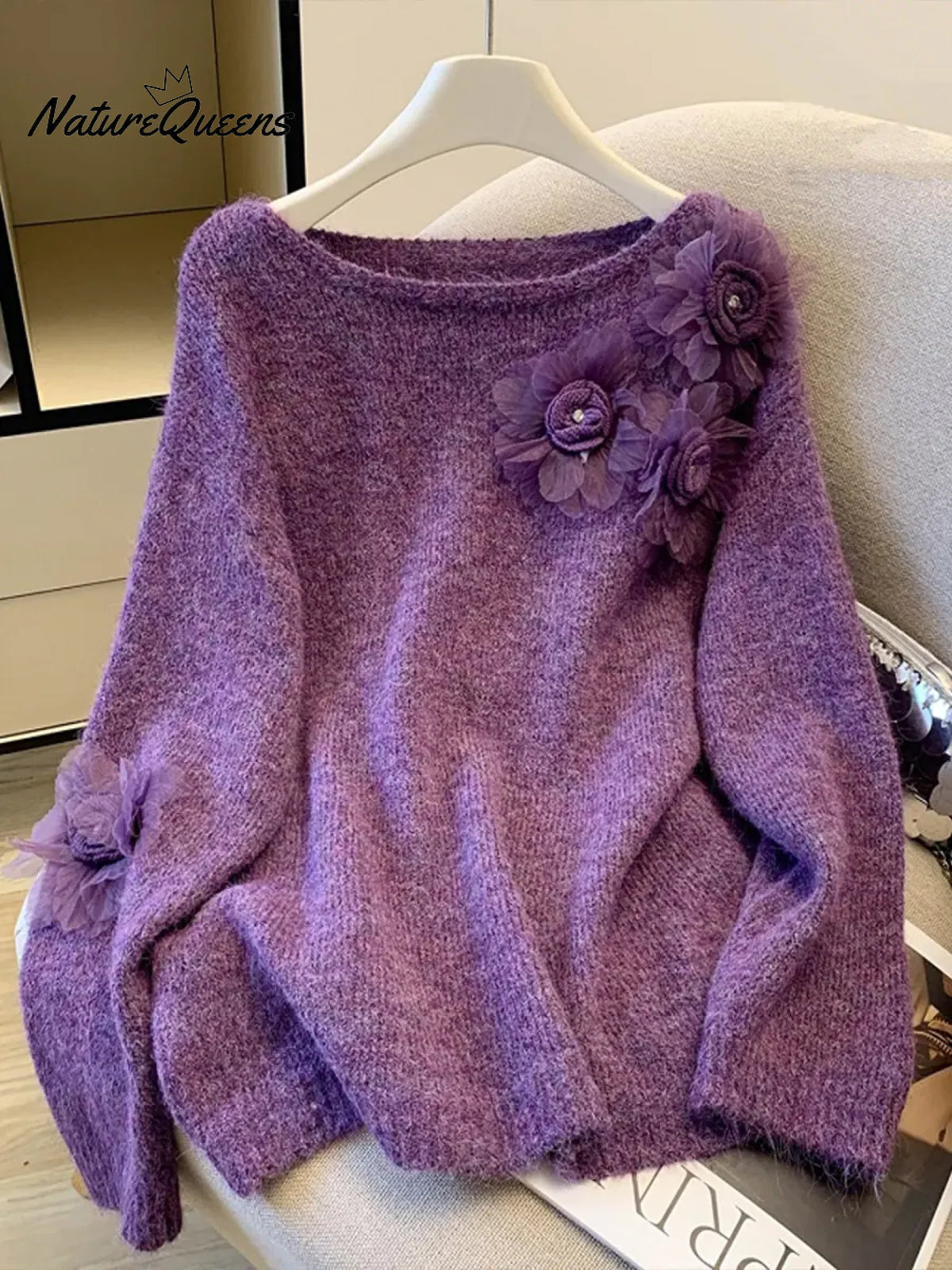 Women's Solid Color Round Neck Casual Loose Knit Top