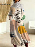 Women's Geometry Pattern Art Print Casual Cotton Knitted Dress