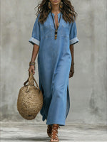 Casual Stylish Side Slits Denim Dress