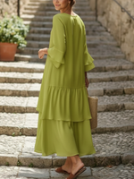 Elegant And Flowing Multi-layered Ruffle Satin Dress