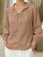 Women's Casual Peter Pan Collar Linen And Cotton Top