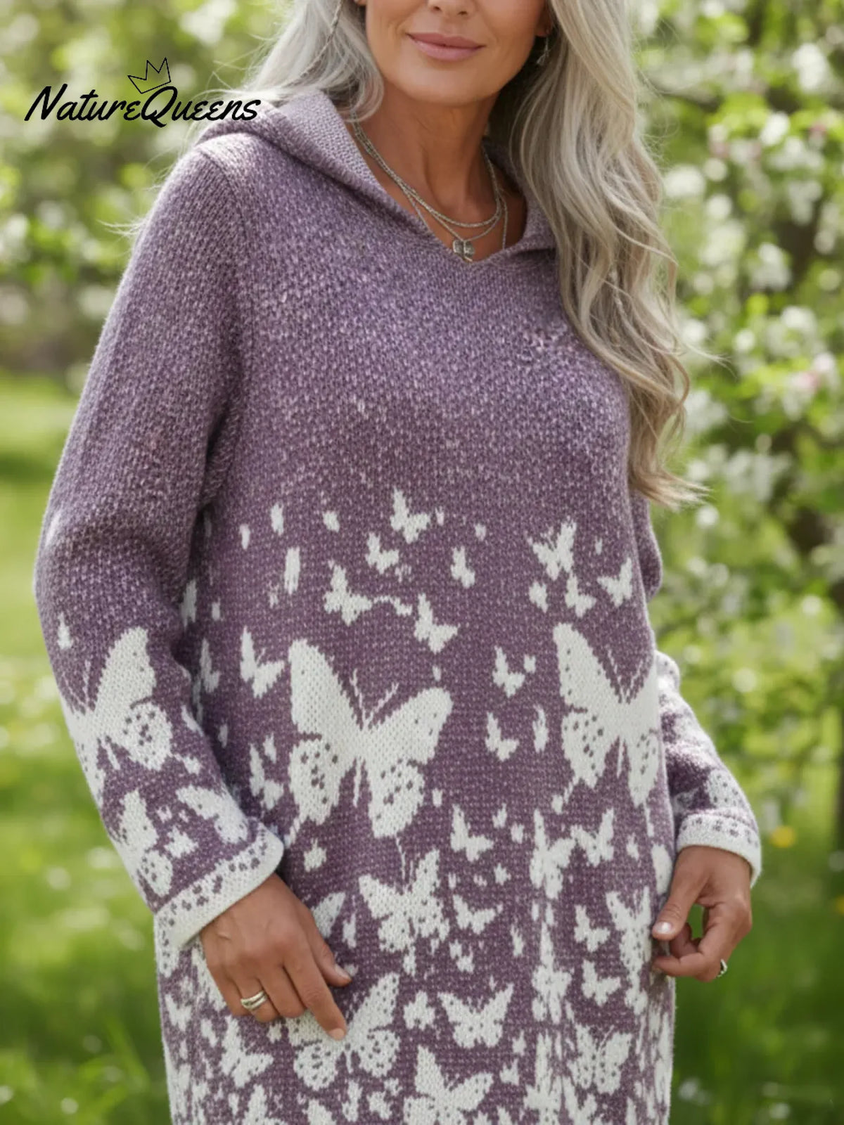 Butterfly Valley Hooded Knitted Sweater