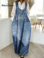 Women's Art Print Casual Cotton Denim Dress