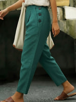 Casual Outing Button Details Linen Pants