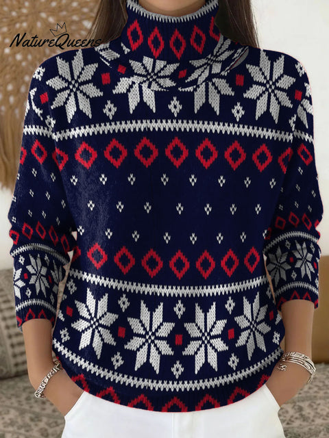 Classic Christmas jumper Decorative Pattern Casual Stand Collar Sweater