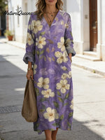 Women's Floral Art Print Casual Cotton Dress