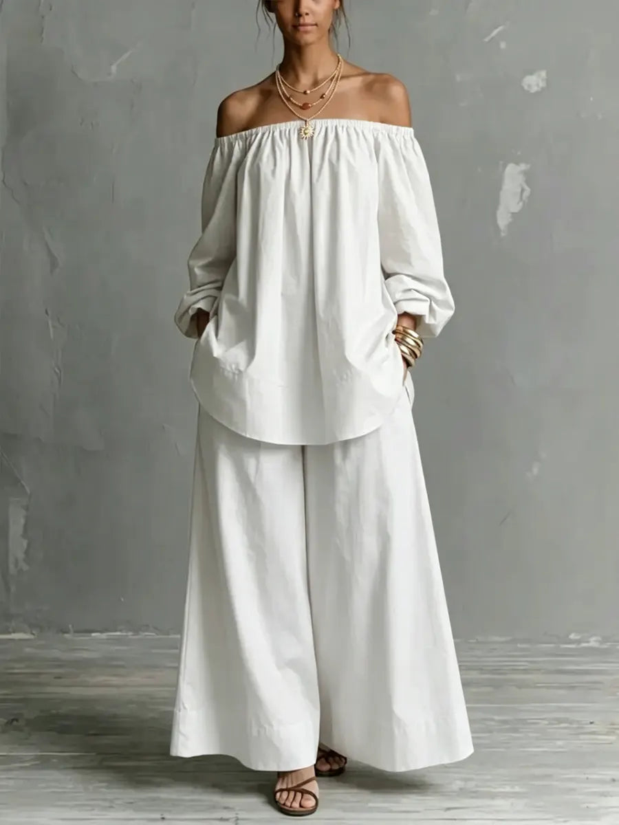 Women's Relaxed Vacation-style Wide-leg Pants Casual Set