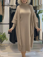 Women's Two-piece Sweater Dress And Sweater Shawl Set